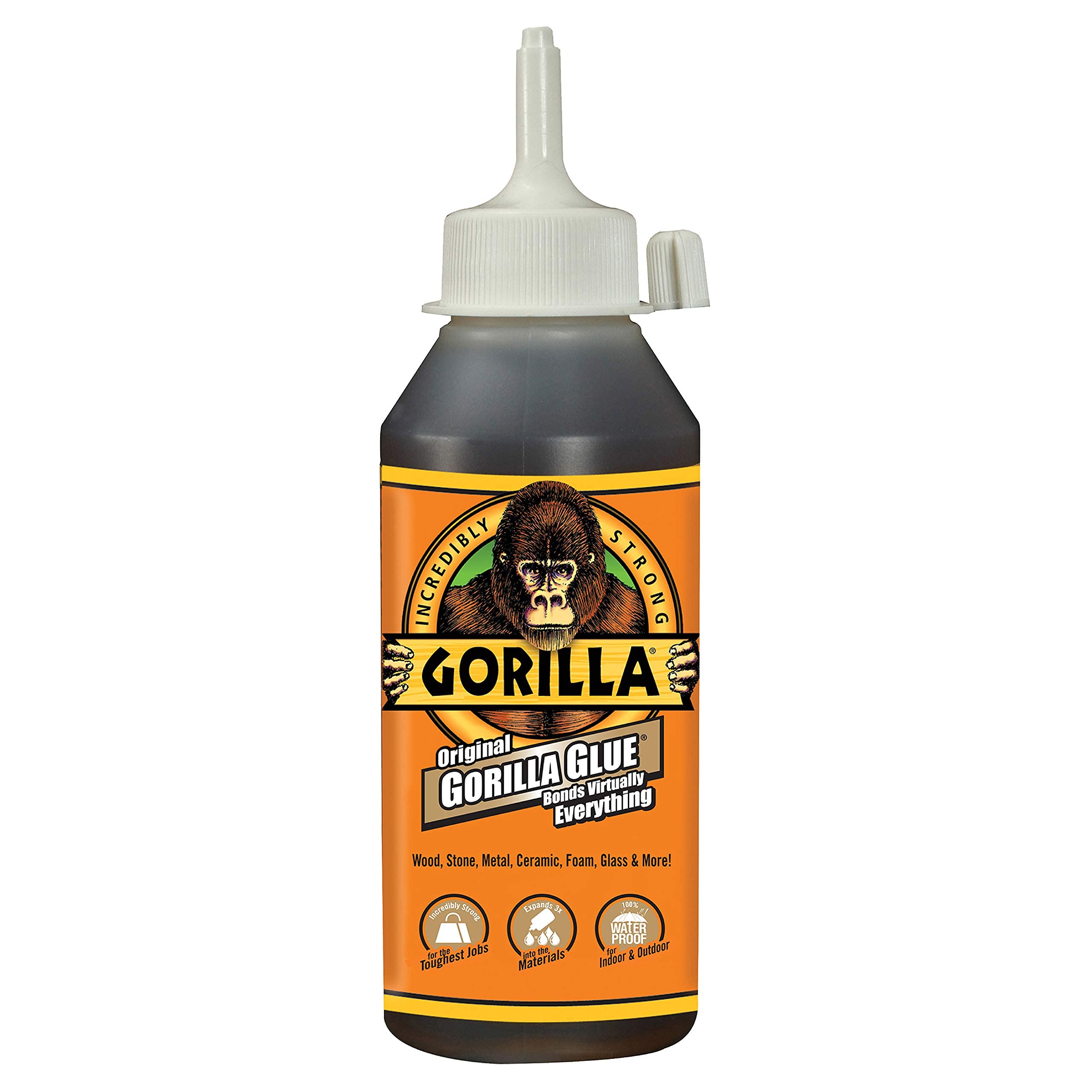 GORILLA Buy Gorilla Original Waterproof Polyurethane Glue - 8oz Brown Bottle | Strong Adhesive for All Projects