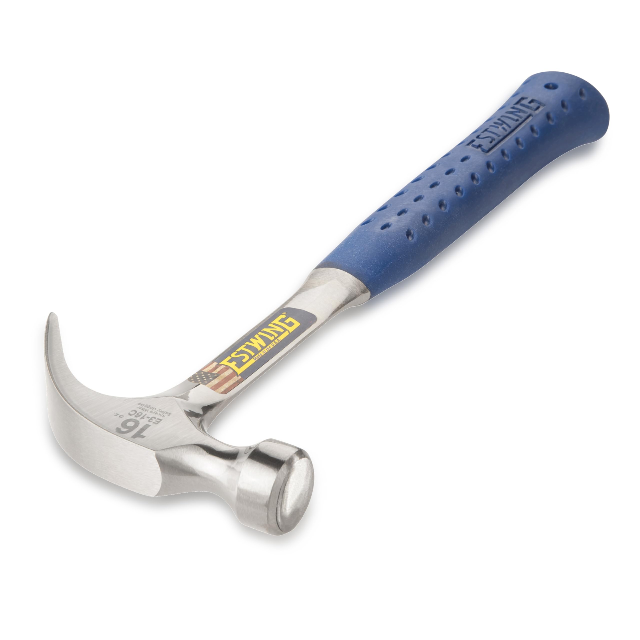 Estwing E3-16C 16 oz Curved Claw Hammer Smooth Face Shock Reduction Grip for Durable Performance - View 2 of 6