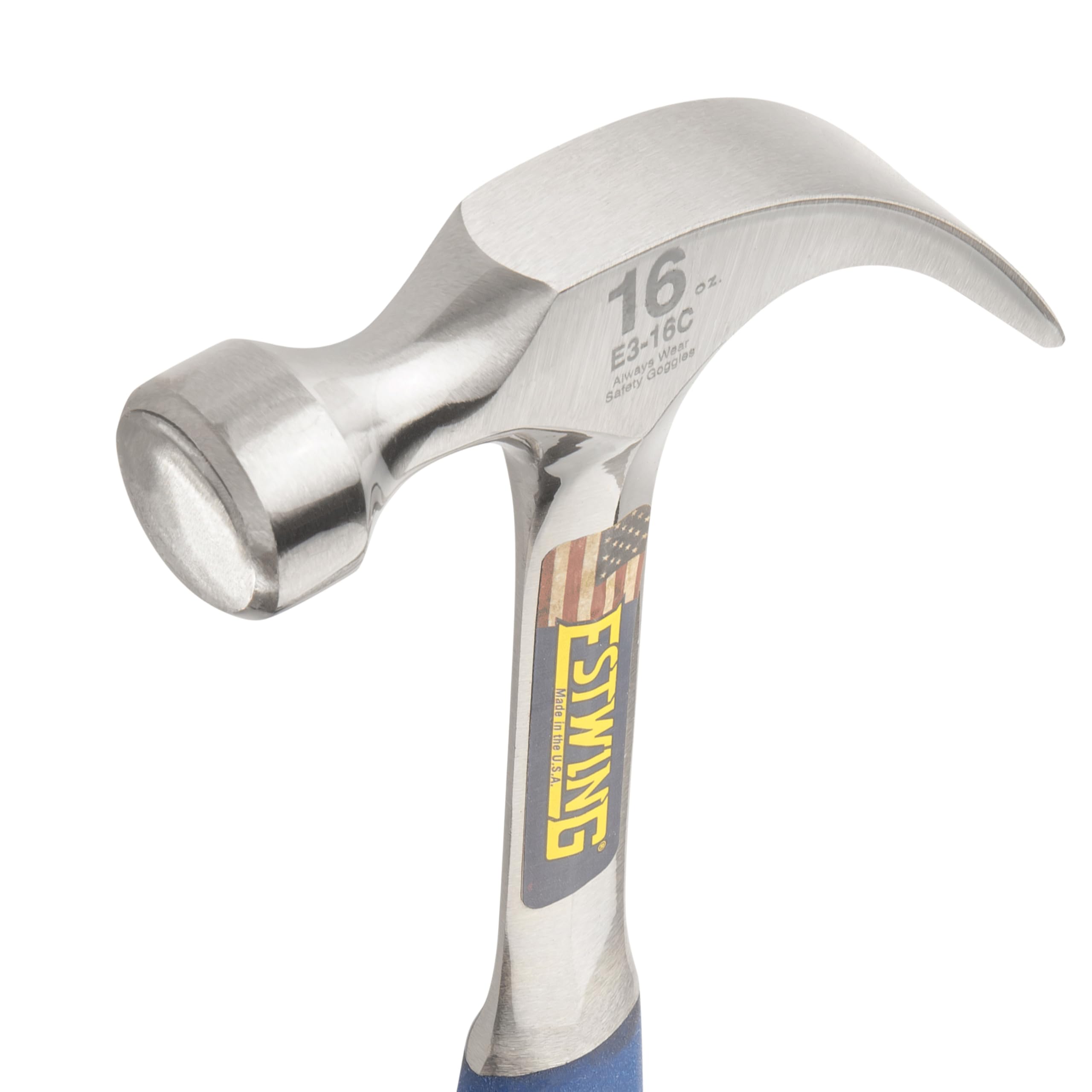 Estwing E3-16C 16 oz Curved Claw Hammer Smooth Face Shock Reduction Grip for Durable Performance - View 3 of 6