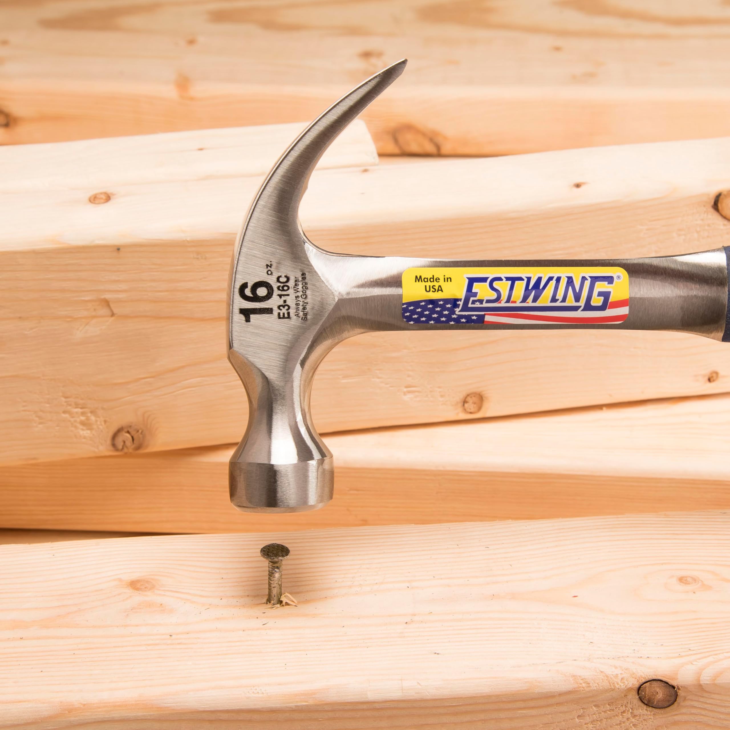 Estwing E3-16C 16 oz Curved Claw Hammer Smooth Face Shock Reduction Grip for Durable Performance - View 5 of 6