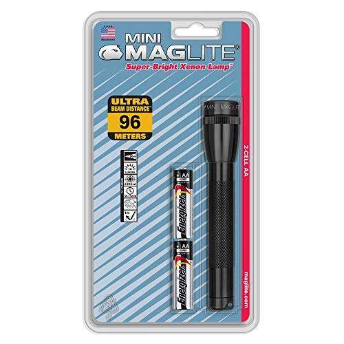 MagLite Maglite Mini Incandescent 2-Cell AA Flashlight in Black - Compact, Durable & Bright