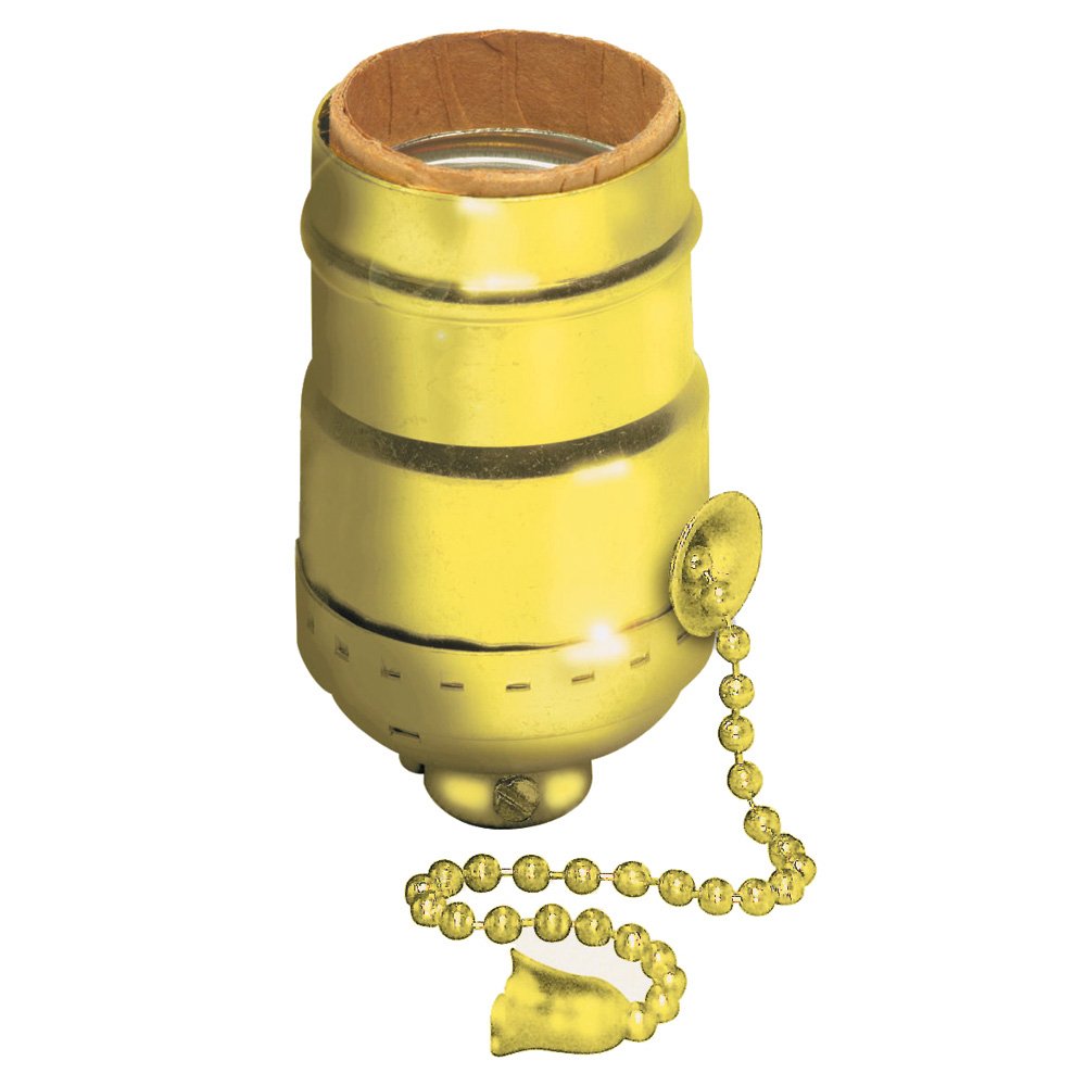 Leviton Leviton 19980-PG Medium Base Lampholder: Aluminum Shell, Pull Chain, Brass Set Screw - Ideal for Single Circuit Lighting
