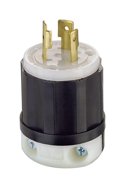 Leviton Leviton 20 Amp Locking Plug 125 Volt - Extra Heavy Duty Industrial Grade Black & White 2311 - View 3 of 4