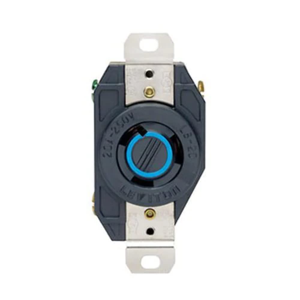 Leviton Leviton 2320 20 Amp Locking Receptacle - Industrial Grade, 250 Volt, Flush Mount, Grounding, V-0-MAX, Black