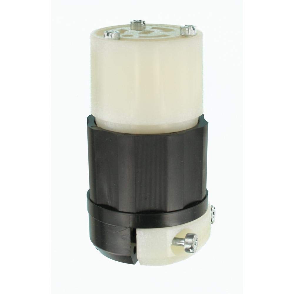 Leviton 2323 Locking Connector: 20 Amp, 250 Volt NEMA L6-20R, Industrial Grade, Black-White