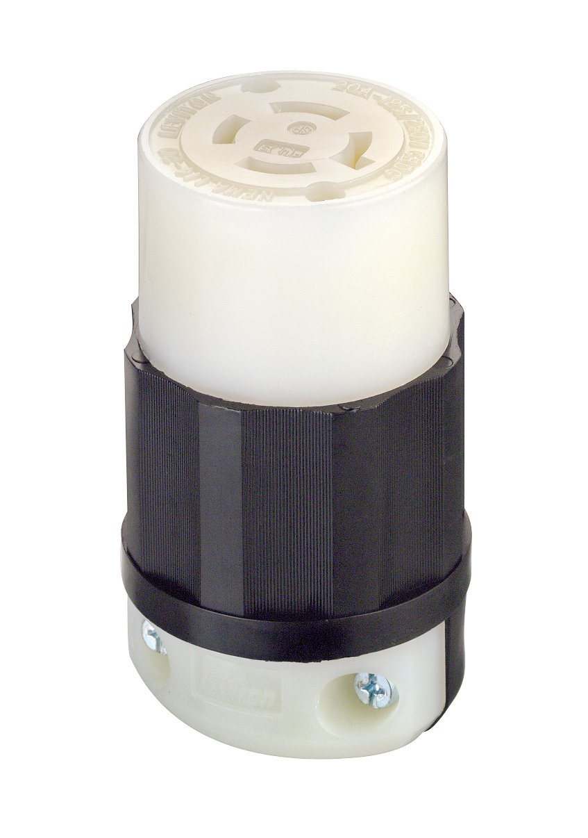 Leviton Leviton 2411 Locking Plug: 20 Amp, 125/250 Volt, NEMA L14-20P, Industrial Grade, Black-White
