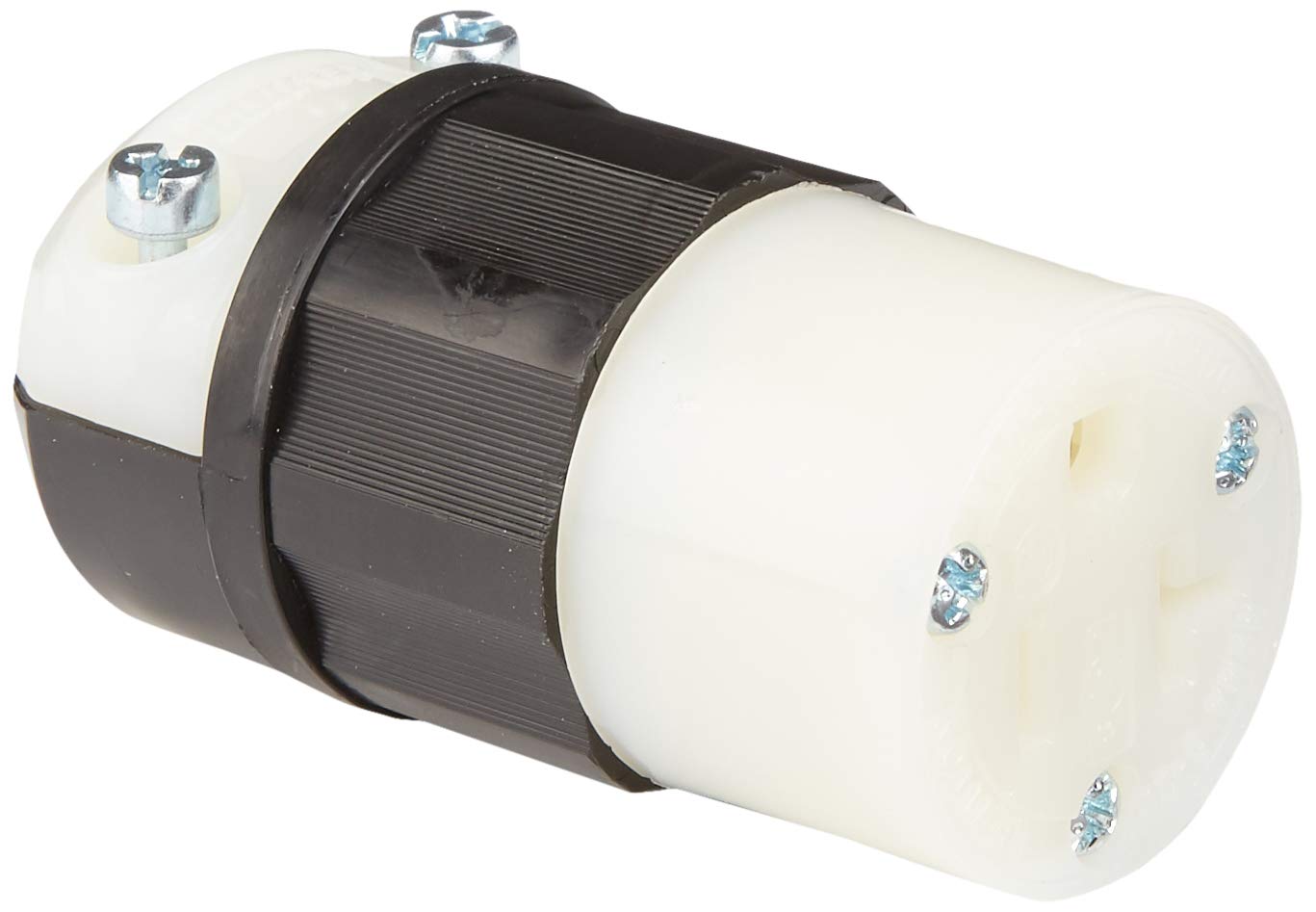 Leviton Leviton 5369-C 20 Amp Connector: Industrial Grade Straight Blade Grounding Plug - Black & White