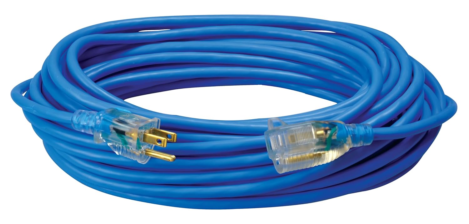 Southwire Southwire Coldflex 50Ft Light Duty Extension Cord 16 Gauge 3 Conductor Cold Weather Blue 2368SW8806