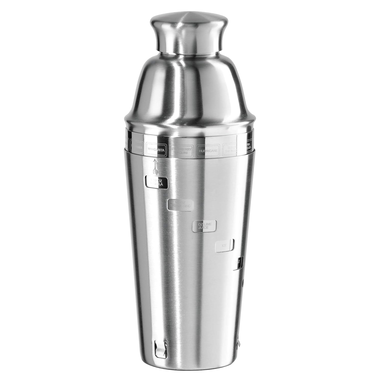 OGGI Dial A Drink Cocktail Shaker Stainless Steel 34 oz with Built in Strainer and 15 Recipes Ideal for Home Bar and Bartender Kit