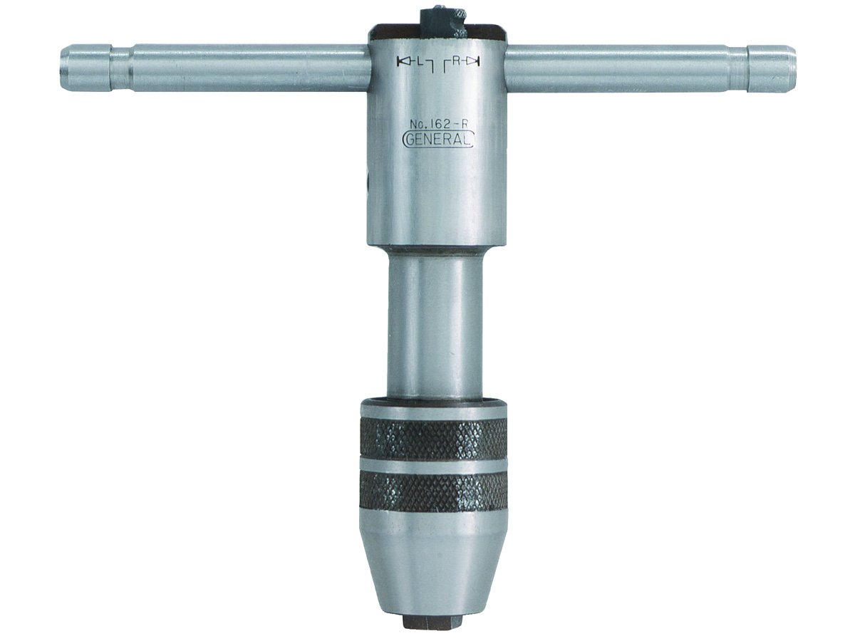 General Tools 162R No. 12 to 1/2-Inch Reversible Ratchet Tap Wrench - Durable Silver Tool for Precision Tapping