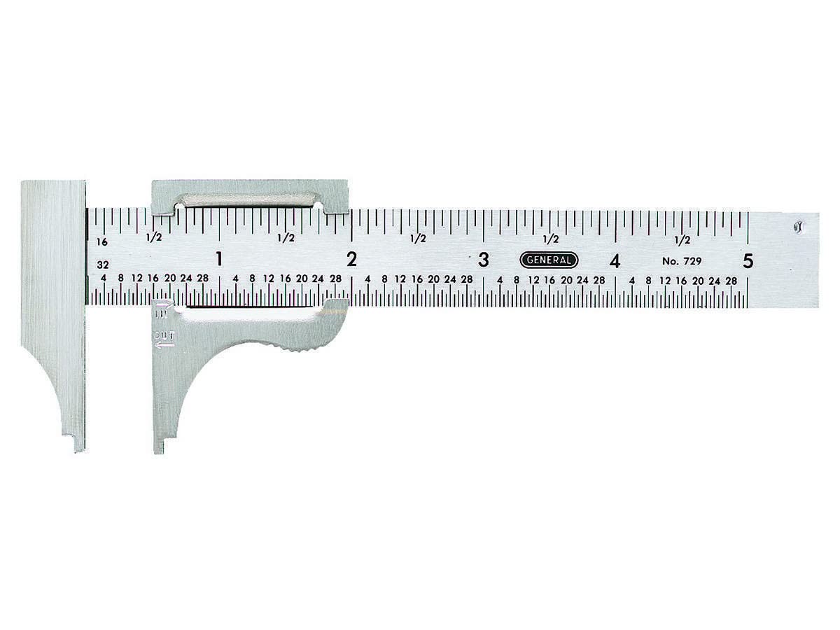 General Tools Slide Caliper #729: 0-4 Inch Precision Tool with 16th & 32nd Graduation for Accurate Inside & Outside Measurements