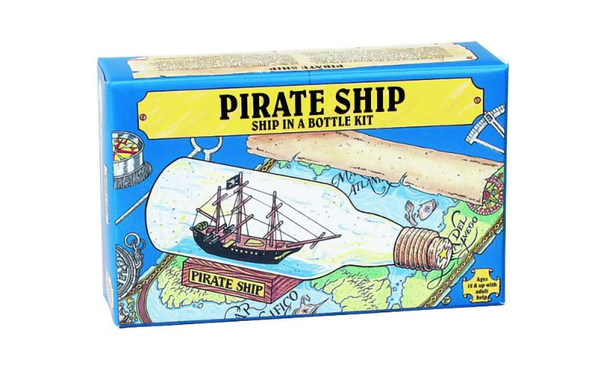 WOODKRAFTERS Pirate Ship in a Bottle Kit Complete Set for Crafting a Challenging Mini Ship in a Bottle Experience