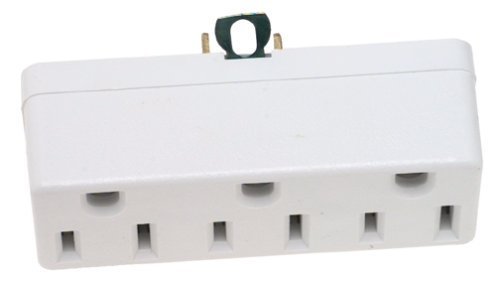 Leviton Leviton 698-W Triple Outlet Adapter: 15 Amp, 125 Volt Grounding Solution in White