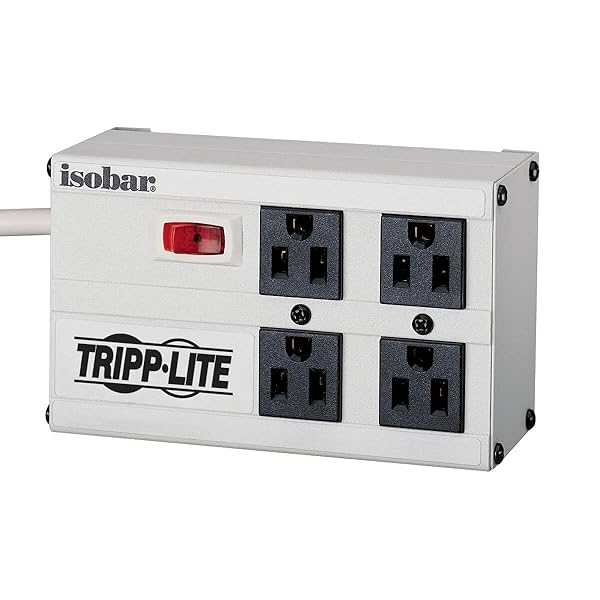 TRIPP LITE Tripp Lite Isobar 4 Outlet Surge Protector - 6ft Cord, 3330 Joules, Right Angle Plug, Metal - IBAR4-6D - View 3 of 7