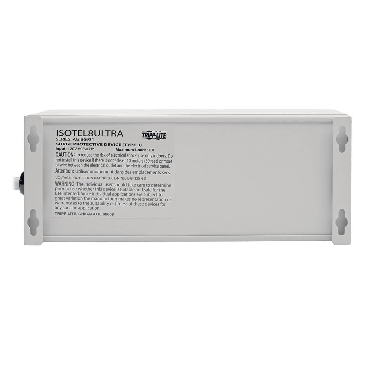 Tripp Lite Isobar 8 Outlet Surge Protector Power Strip with 12ft Cord Right Angled Plug and Lifetime Warranty - View 8 of 8