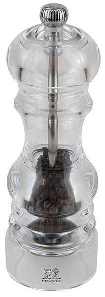 Peugeot Peugeot Nancy 7-Inch Transparent Acrylic Pepper Mill - Adjustable Manual Grinder