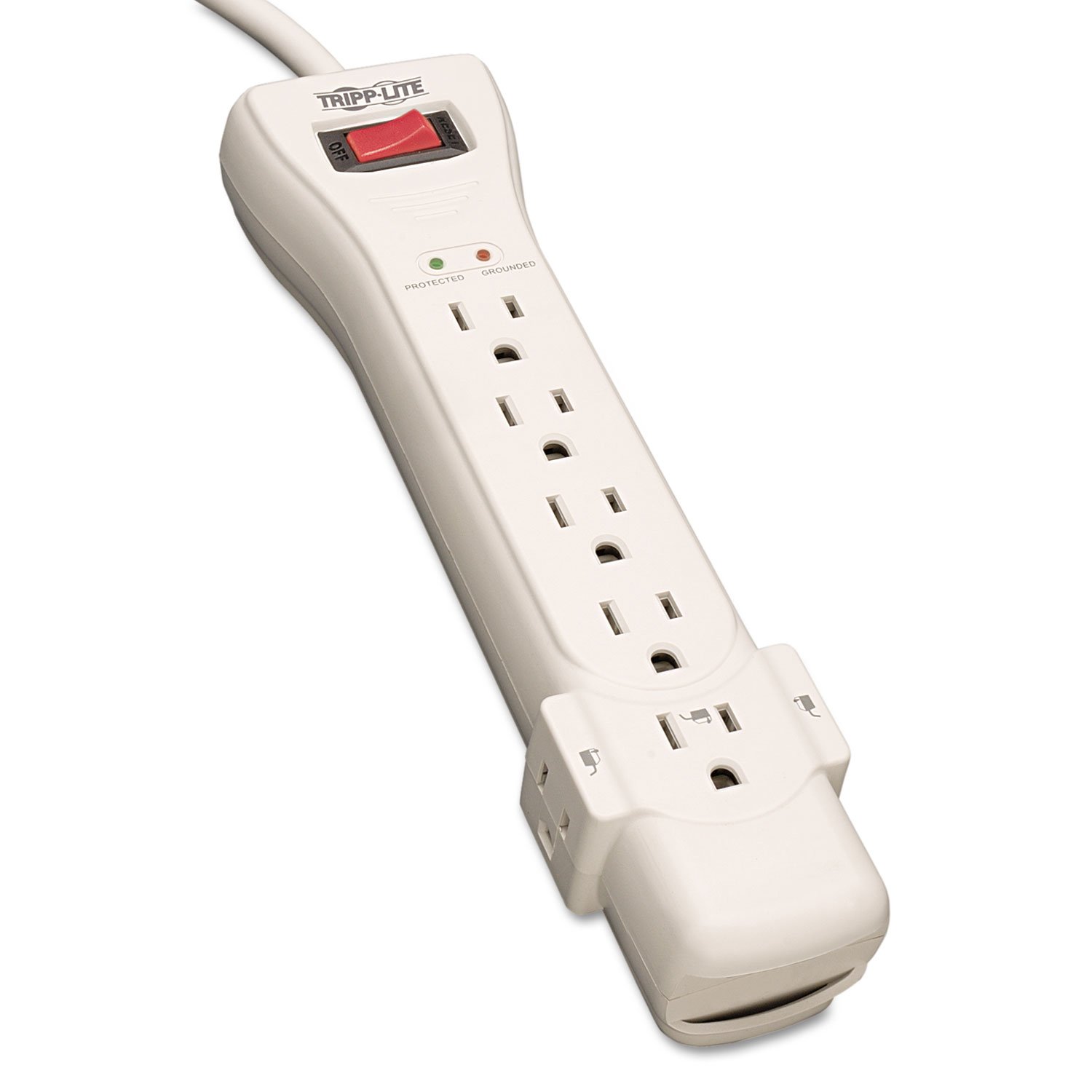 TRIPP LITE Tripp Lite 7 Outlet Surge Protector with 7ft Cord & Right Angle Plug - 2160 Joules & $75K Insurance (SUPER7) - Ivory