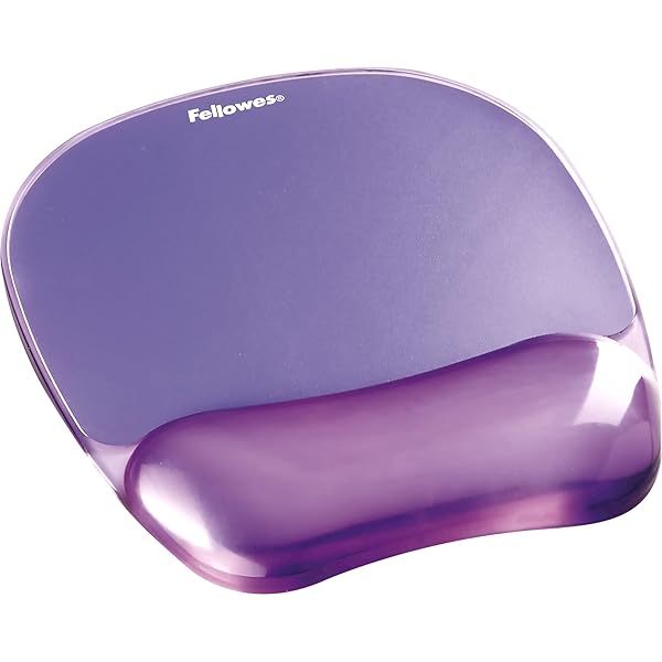 Fellowes "Fellowes Gel Crystal Transparent Mousepad & Wrist Rest - Purple, 9.05" x 7.95" for Comfort & Style"