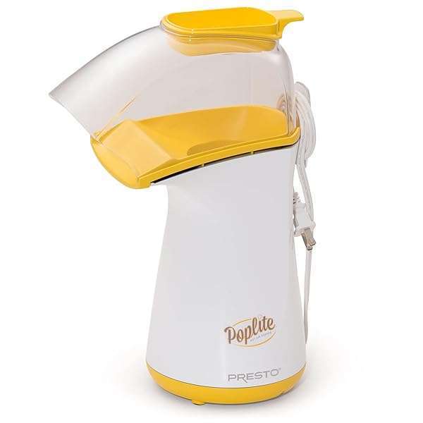 Presto Presto Poplite Hot Air Popcorn Popper - 18 Cups, Yellow | Perfect for Healthy Snacking!