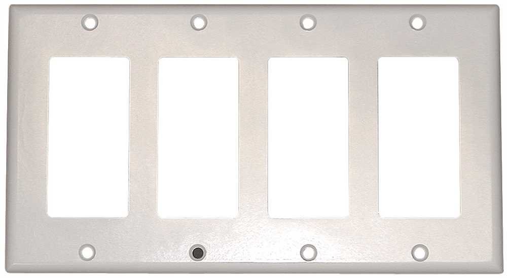 Leviton 80412-W 4-Gang Decora Wallplate - Standard Size GFCI Device Mount, White Thermoset Finish
