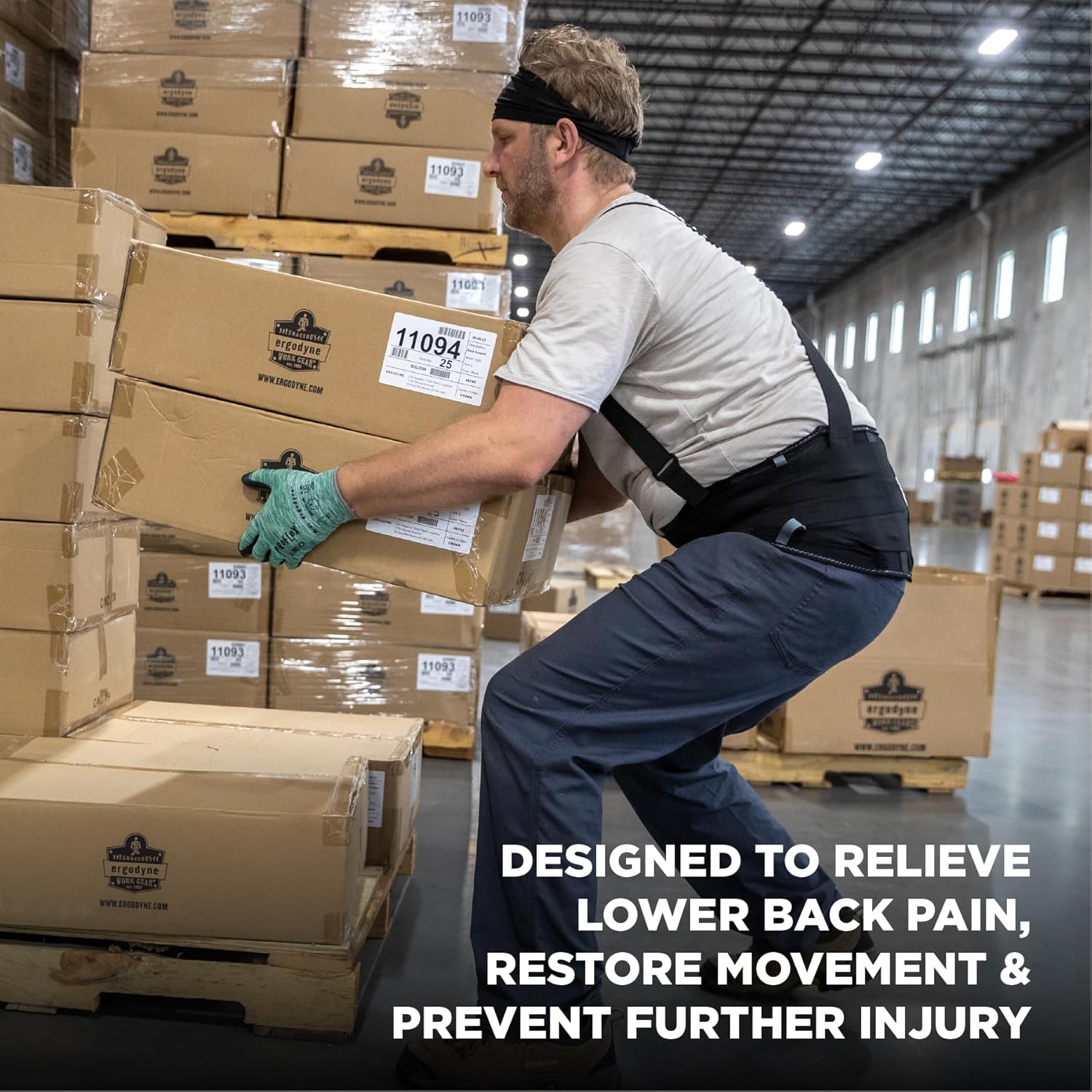 Ergodyne Ergodyne ProFlex 2000SF Medium Back Support Brace with V-Shape Design and Patented Stays for Enhanced Comfort and Support in Black - View 2 of 8