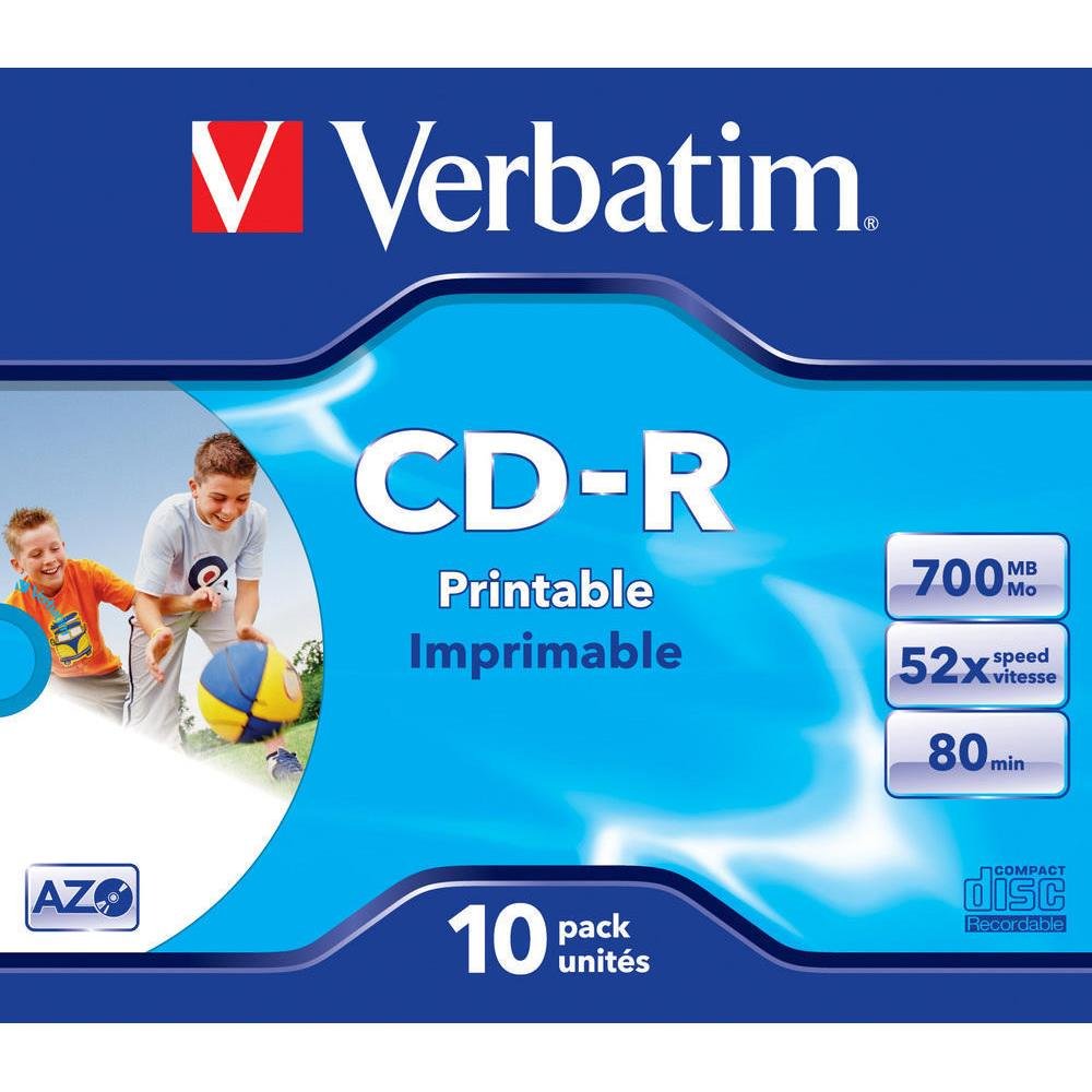 Verbatim Buy VERBATIM CD-R 80MIN/700MB X52 Inkjet P10 - High-Quality Blank Discs for Printing