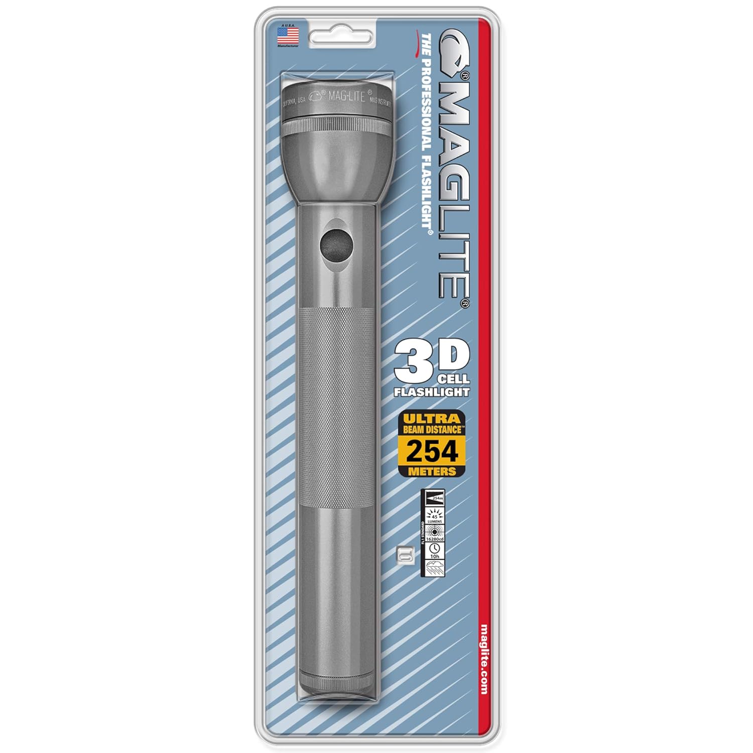 MagLite Maglite Heavy Duty Incandescent 3 Cell D Flashlight Gray for Bright Illumination and Durability
