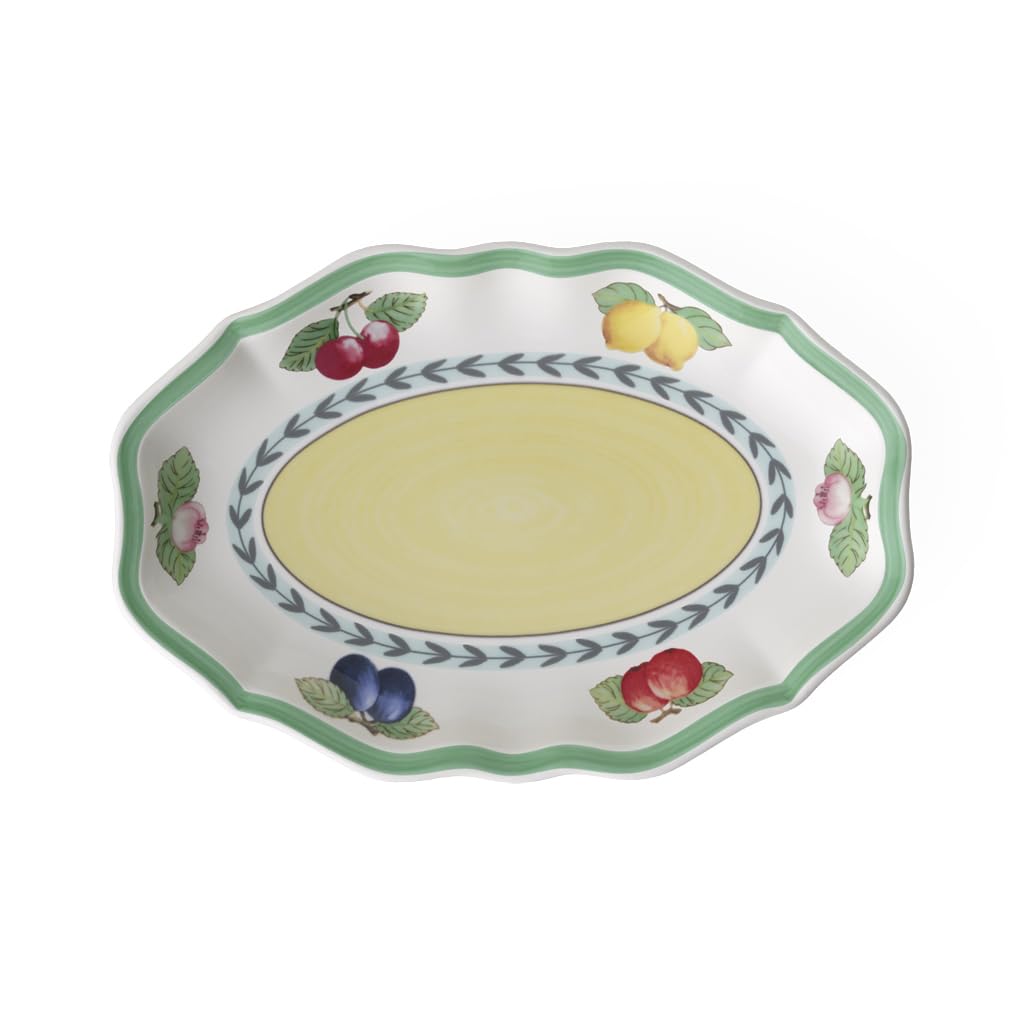 Villeroy & Boch "Villeroy & Boch French Garden Fleurence Pickle Dish - 9.5" Premium Porcelain, White/Multicolored Gravy Stand"