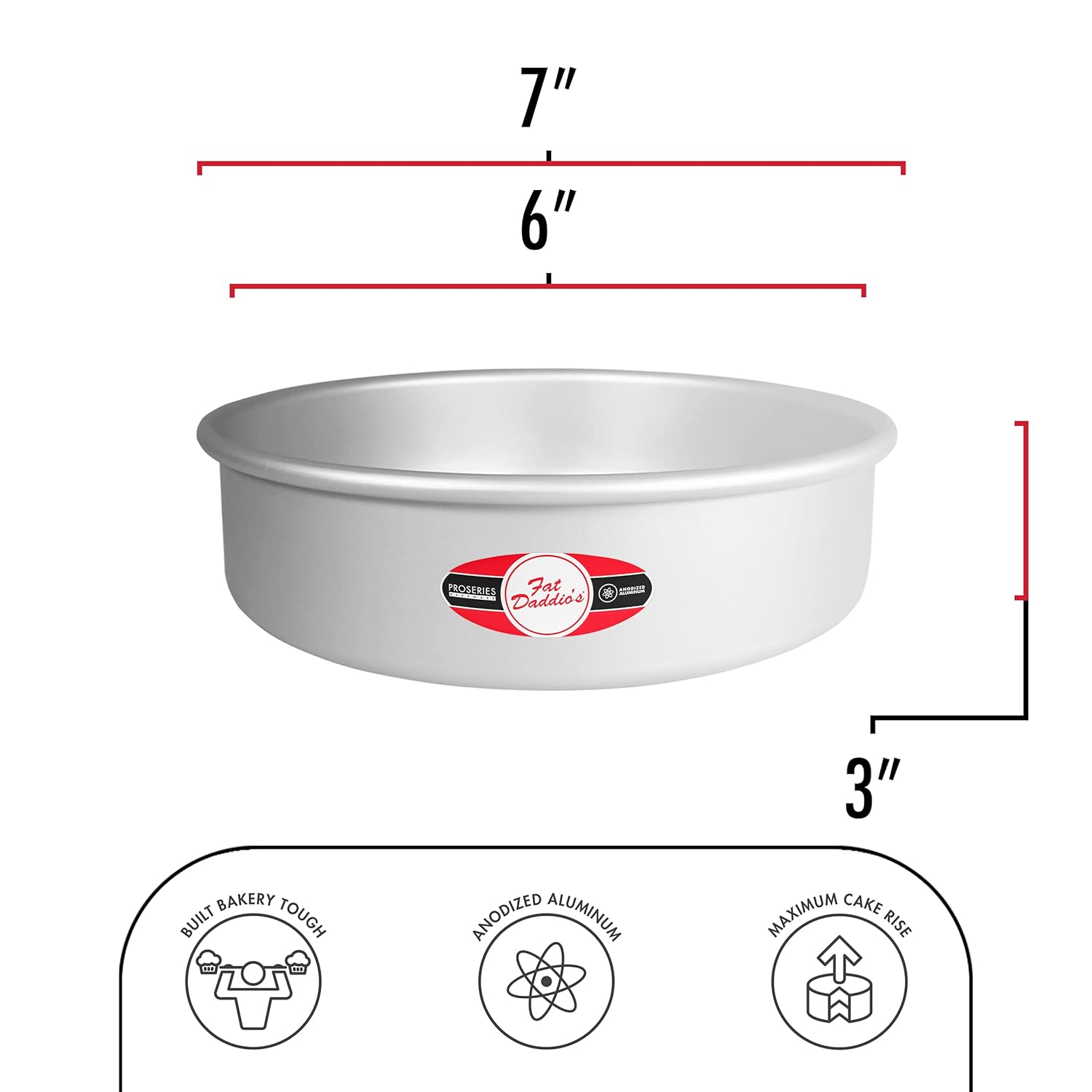 Fat Daddio's Fat Daddio's PRD-63 Anodized Aluminum Round Cake Pan 6x3 Inch for Perfect Baking Results - View 3 of 9