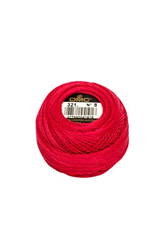 Buy DMC 116 8-321 Red Pearl Cotton Thread Balls, Size 8 - Perfect for Crafting & Embroidery