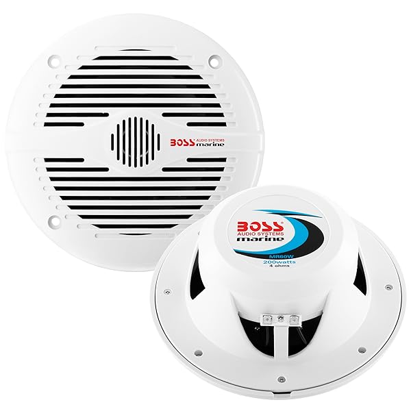 BOSS Audio Systems BOSS Audio Systems MR60W 6.5 Inch Marine Boat Stereo Speakers 200 Watts Full Range Weatherproof Coaxial Sold in Pairs