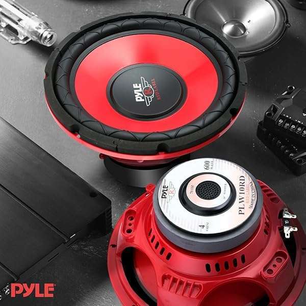 Pyle Powerful Pyle 10-Inch Car Subwoofer - 600W, Red Cone, 4 Ohm for Superior Vehicle Audio - View 5 of 7