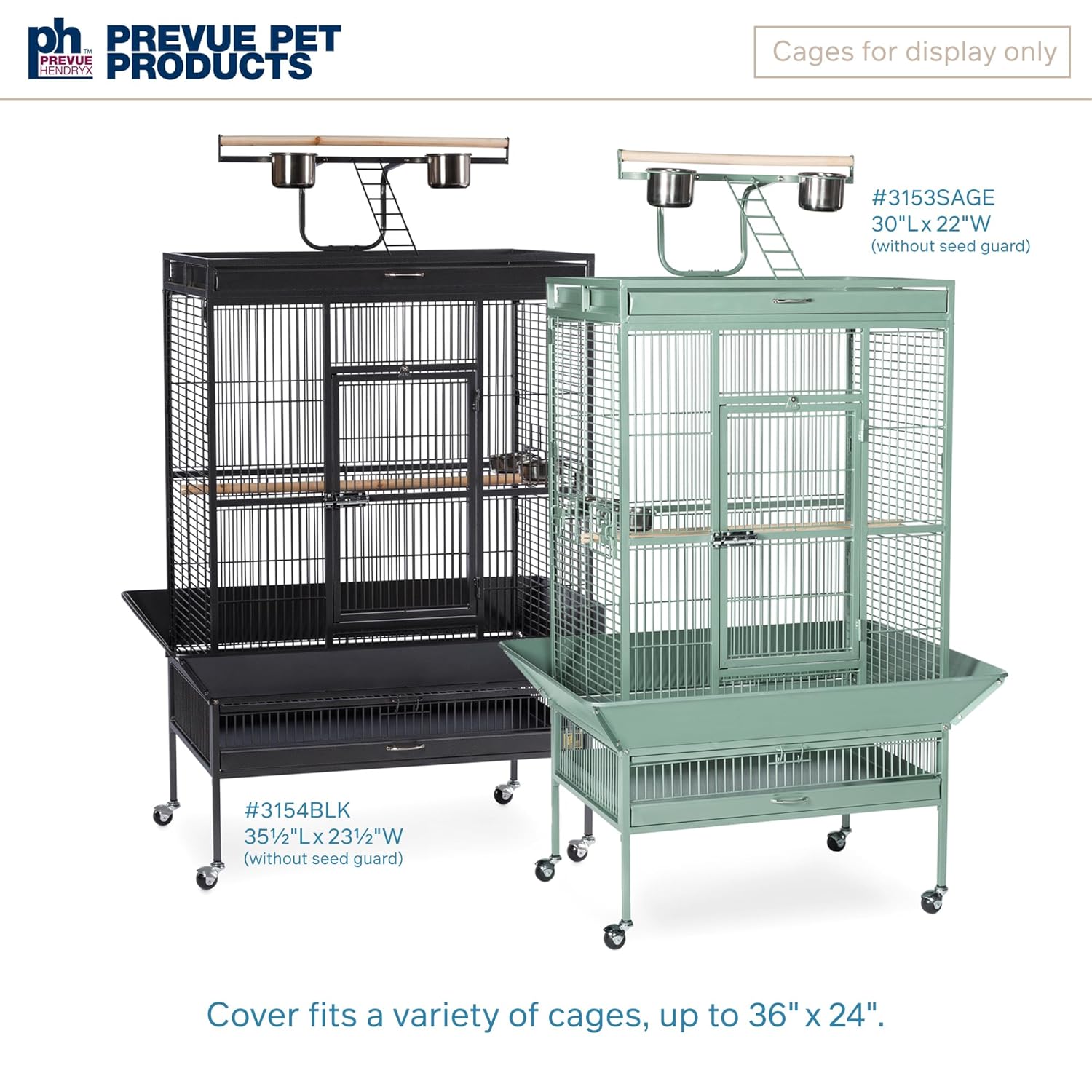 PH Prevue Hendryx Prevue Pet Products Large Bird Cage Cover 12505 Black 36 L x 24 W x 49 H Ideal for Bird Owners - View 6 of 9