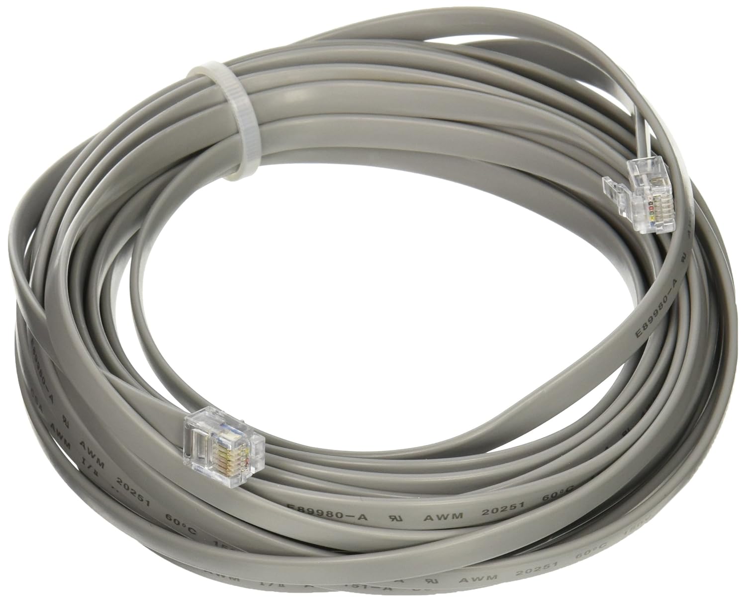 C2G 08114 RJ12 6P6C Straight Modular Ethernet Network Cable 25 Feet Silver