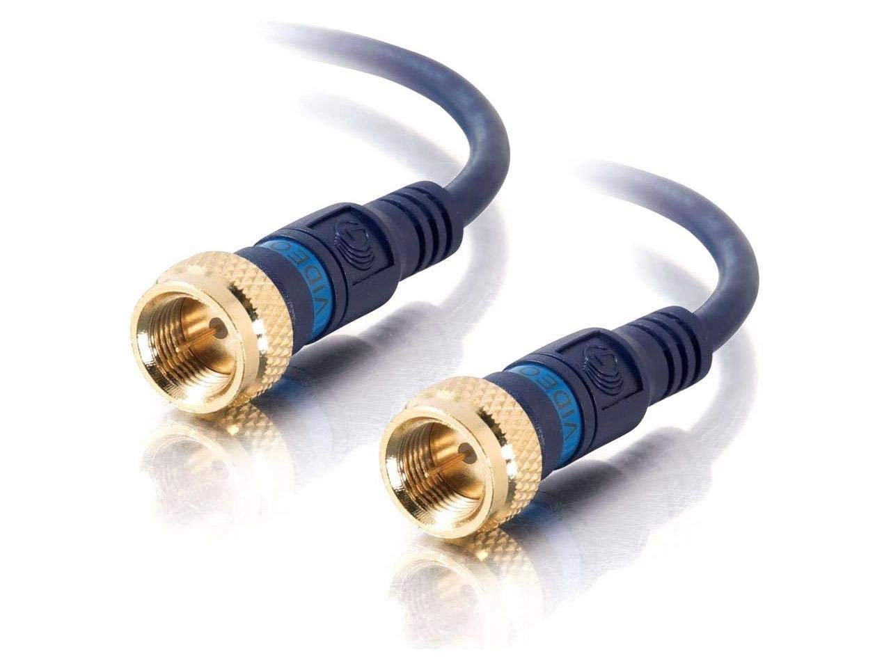 C2G 27228 Velocity Mini Coax F Type Cable Blue 12 Feet 3.65 Meters High Quality Connection