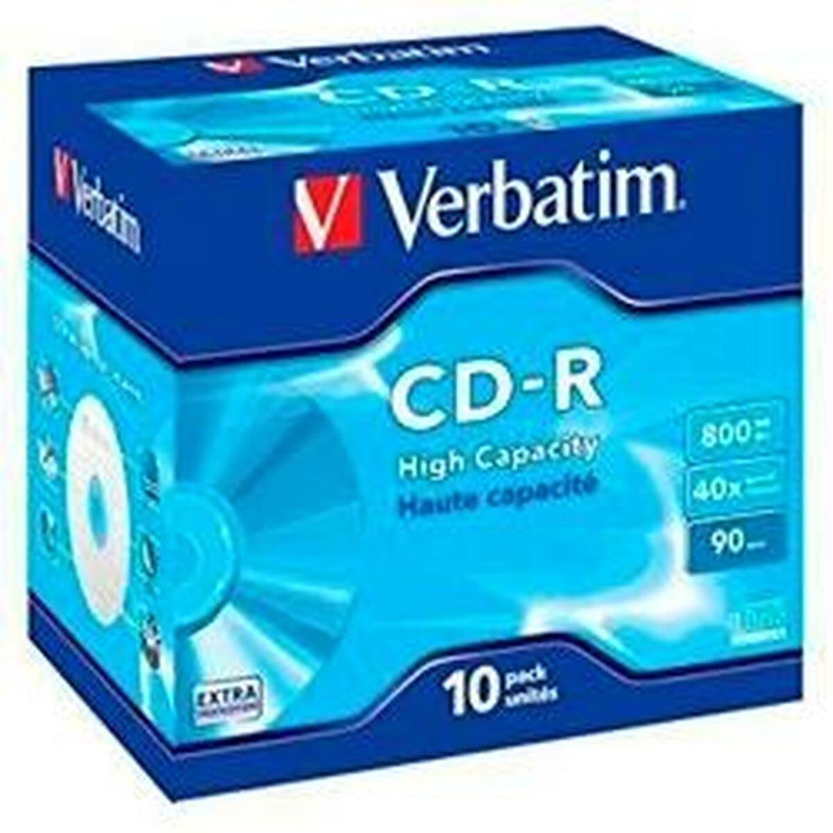 Verbatim Verbatim 43428 800MB DataLife CD-R 10 Pack - High-Quality Jewel Case Discs for Data Storage
