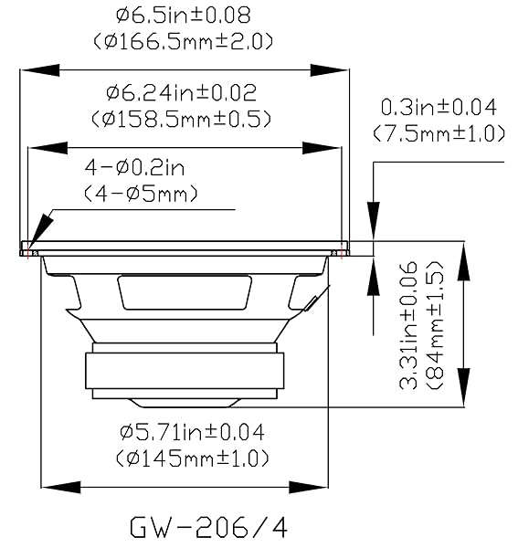 Goldwood Sound, Inc. "Goldwood Sound GW-206/4 6.5" Woofer - 180W 4 Ohm Replacement Speaker for Superior Sound" - View 6 of 6