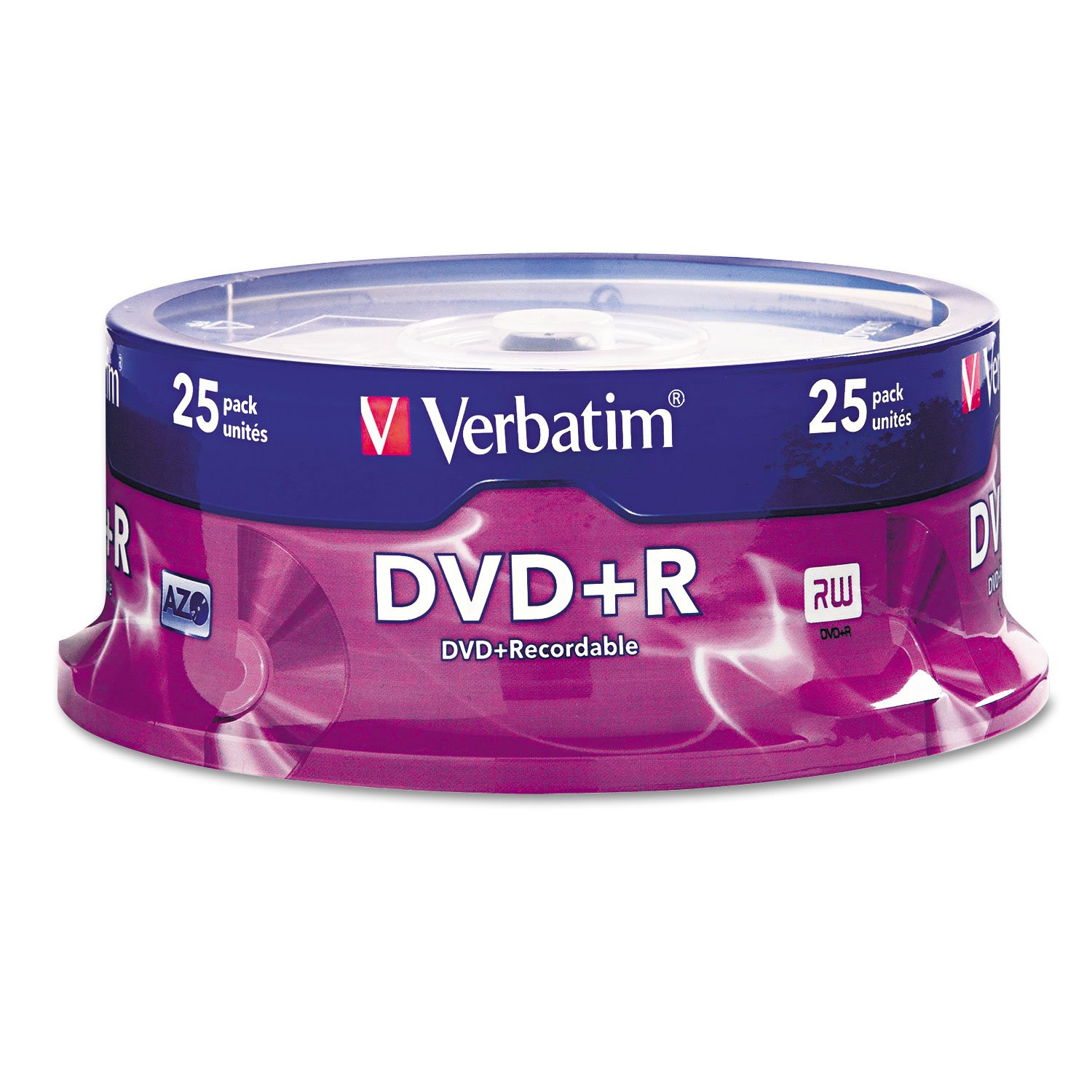 Verbatim Verbatim DVD+R Blank Discs 4.7GB 16X - 25 Pack AZO Dye Recordable Discs for High-Quality Storage