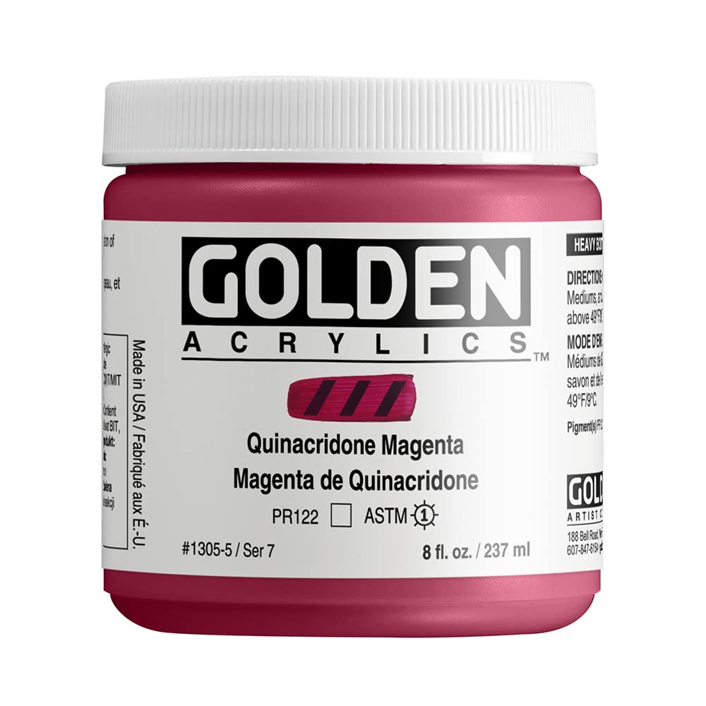 GOLDEN Buy GOLDEN Heavy Body Acrylics - Quinacridone Magenta 8oz Jar | Professional Transparent Paint