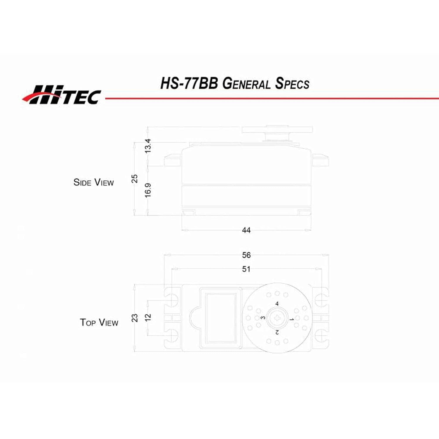Hitec RCD Hitec RCD 31077S HS-77BB Low Profile BB Servo for Precision Control and Performance - View 3 of 4