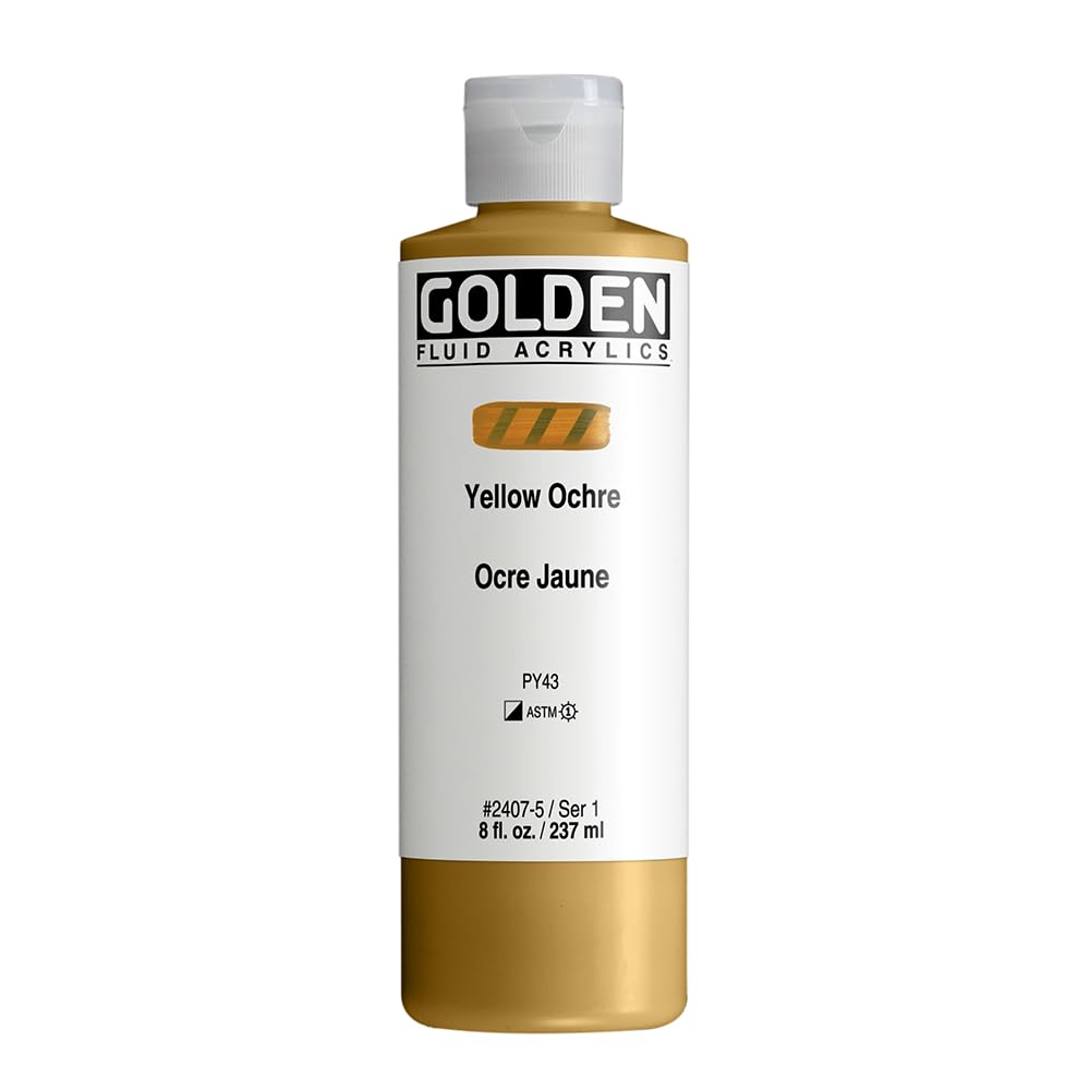 GOLDEN Buy GOLDEN Fluid Acrylics Yellow Ochre 8 fl. oz - Professional Semi-Opaque Paint for Artists