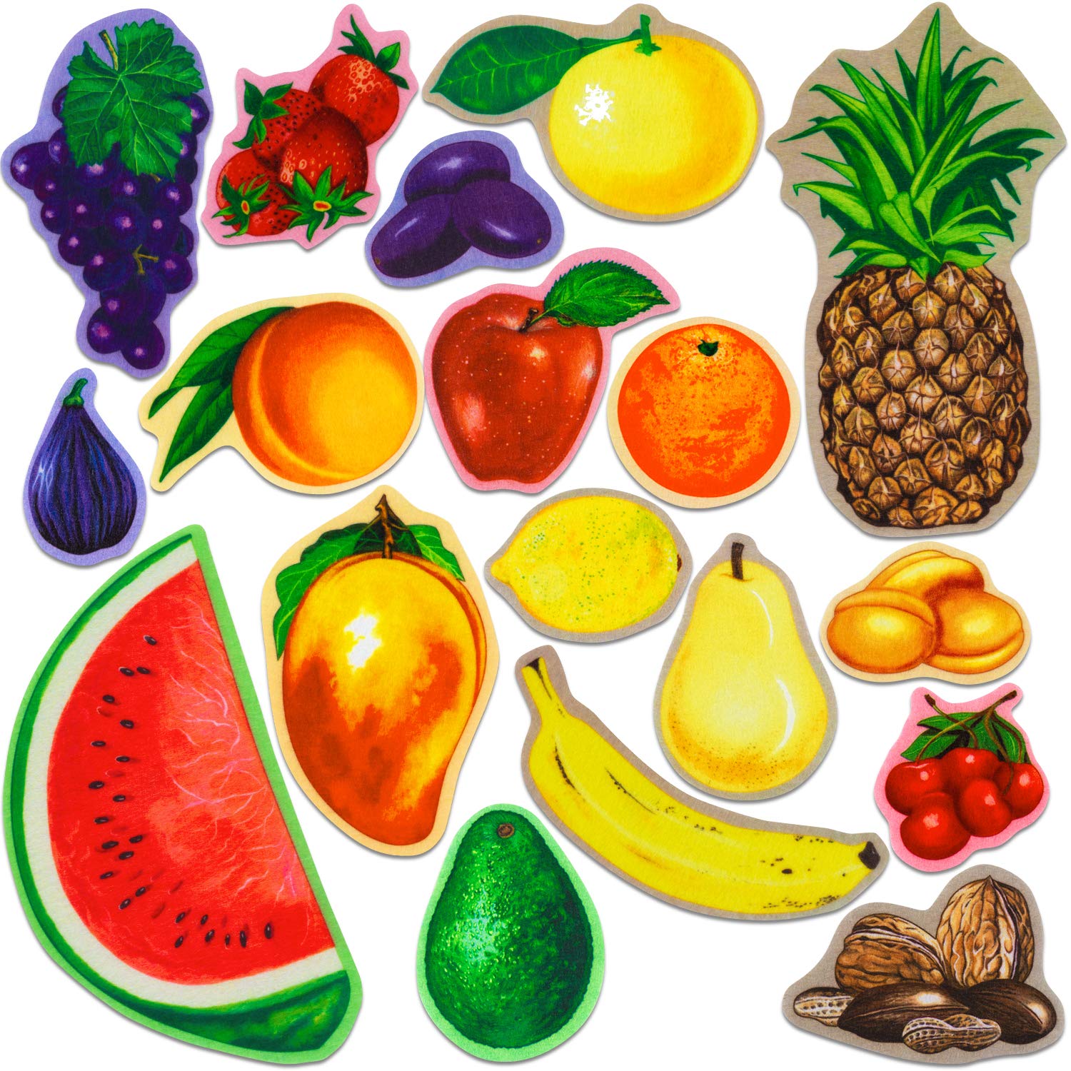 Little Folk Visuals Little Folk Visuals Fruits and Nuts Precut Flannel Felt Board Figures 18 Pieces Set for Creative Play and Learning