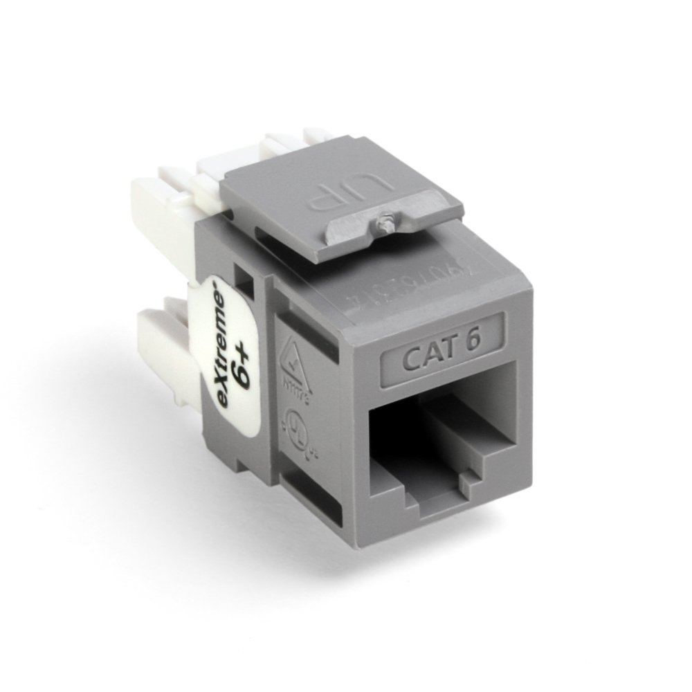 Leviton 61110-RG6 Extreme 6+ QuickPort Connector - CAT 6, Gray | High-Speed Networking Solution