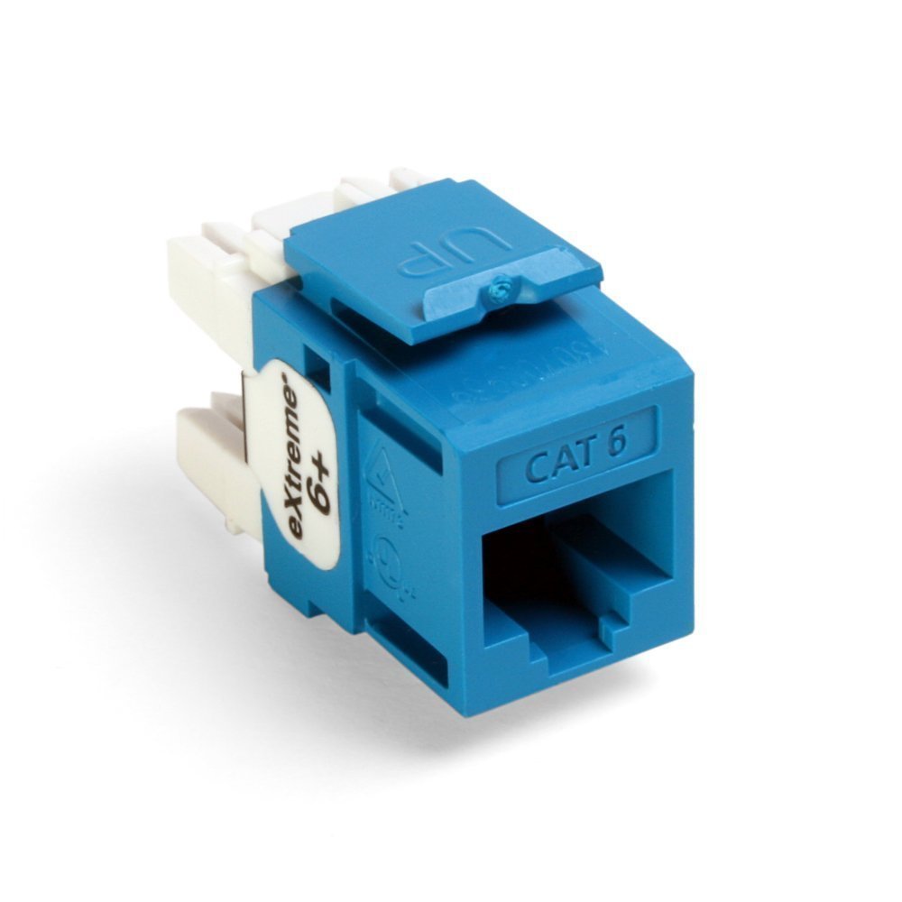 Leviton 61110-RL6 Extreme 6+ QuickPort Connector - CAT 6, Blue | High-Speed Networking Solution