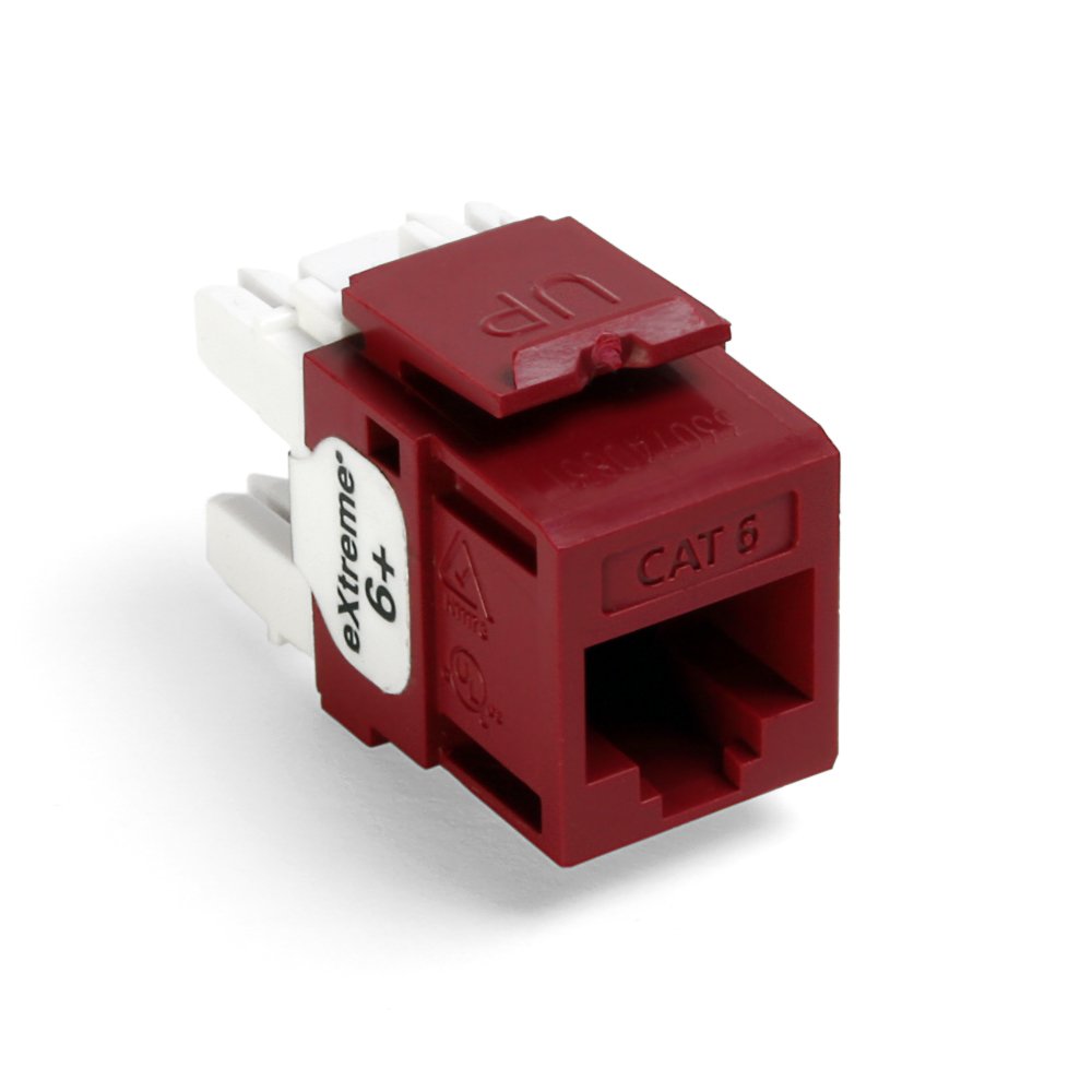 Leviton 61110-RR6 eXtreme 6+ QuickPort Connector - CAT 6, Red | High-Speed Networking Solution