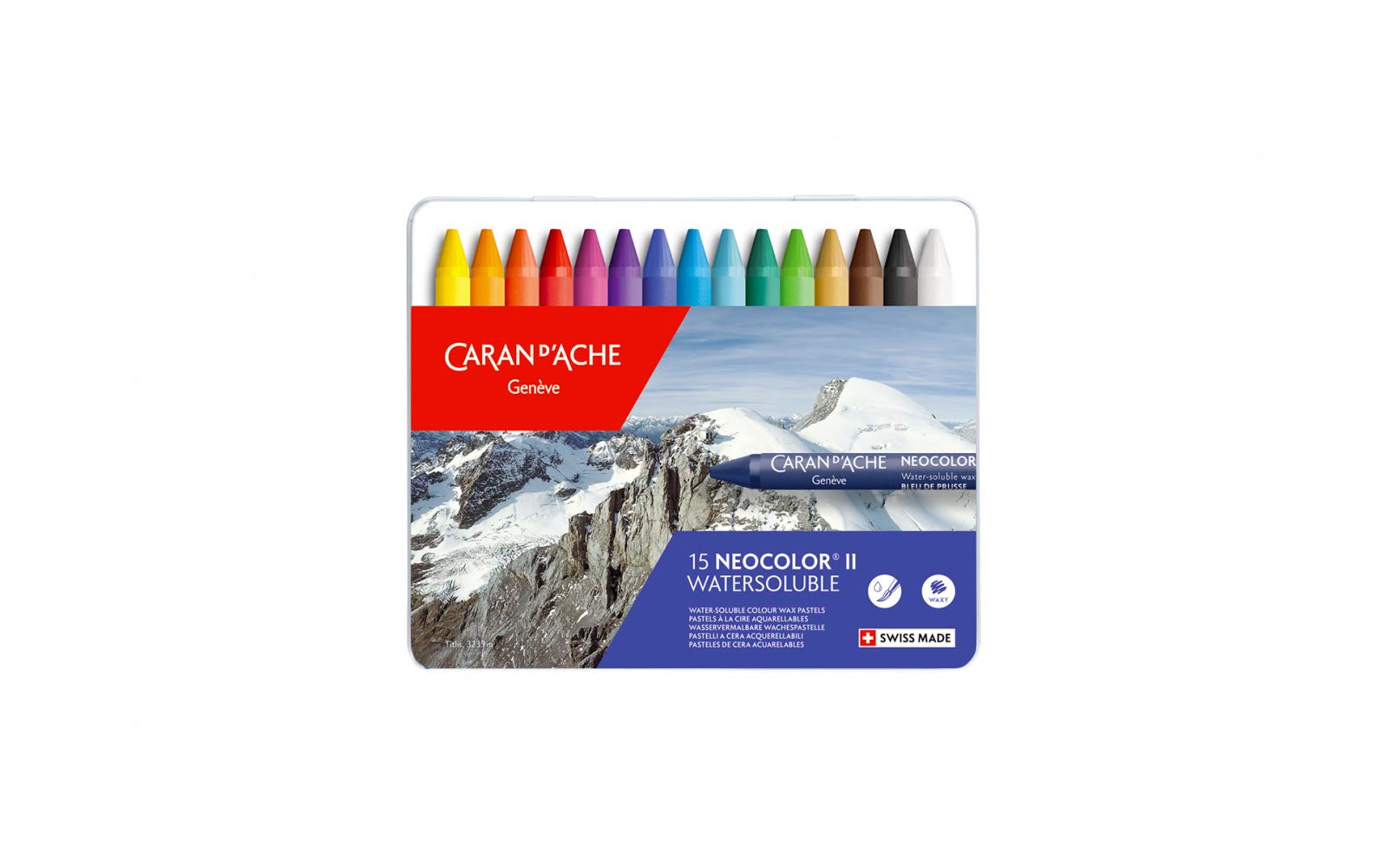 Caran d'Ache Caran d'Ache Classic Neocolor II Water-Soluble Pastels - 15 Vibrant Colors for Artists