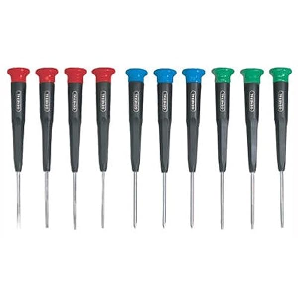 General Tools General Tools 690 Precision Screwdrivers Set: 10 Color-Coded Slotted, Phillips & Torx Bits with Organizer Case