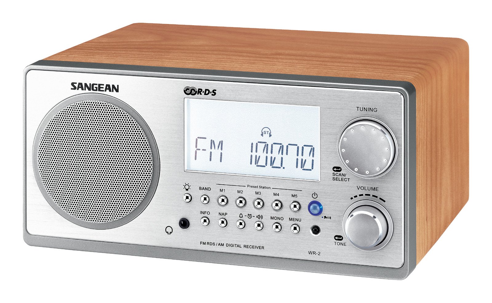 Buy Sangean WR-2 AM/FM-RBDS Wooden Cabinet Radio - Digital Tuning in Walnut Finish