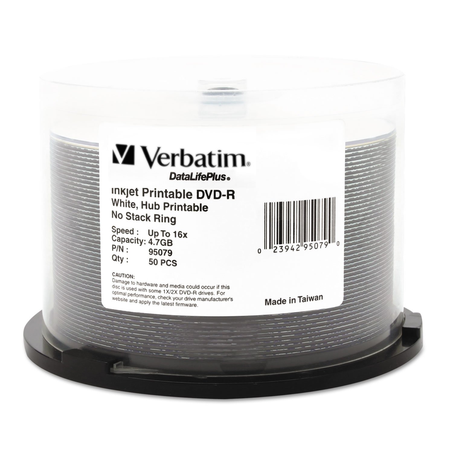 Verbatim DVD-R 4.7GB 16X Inkjet Printable Discs - 50 Pack Spindle for High-Quality Recording