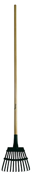 Flexrake "Flexrake 100050981 8" Wood Handle Shrub Rake - Durable Gardening Tool for Easy Yard Maintenance"
